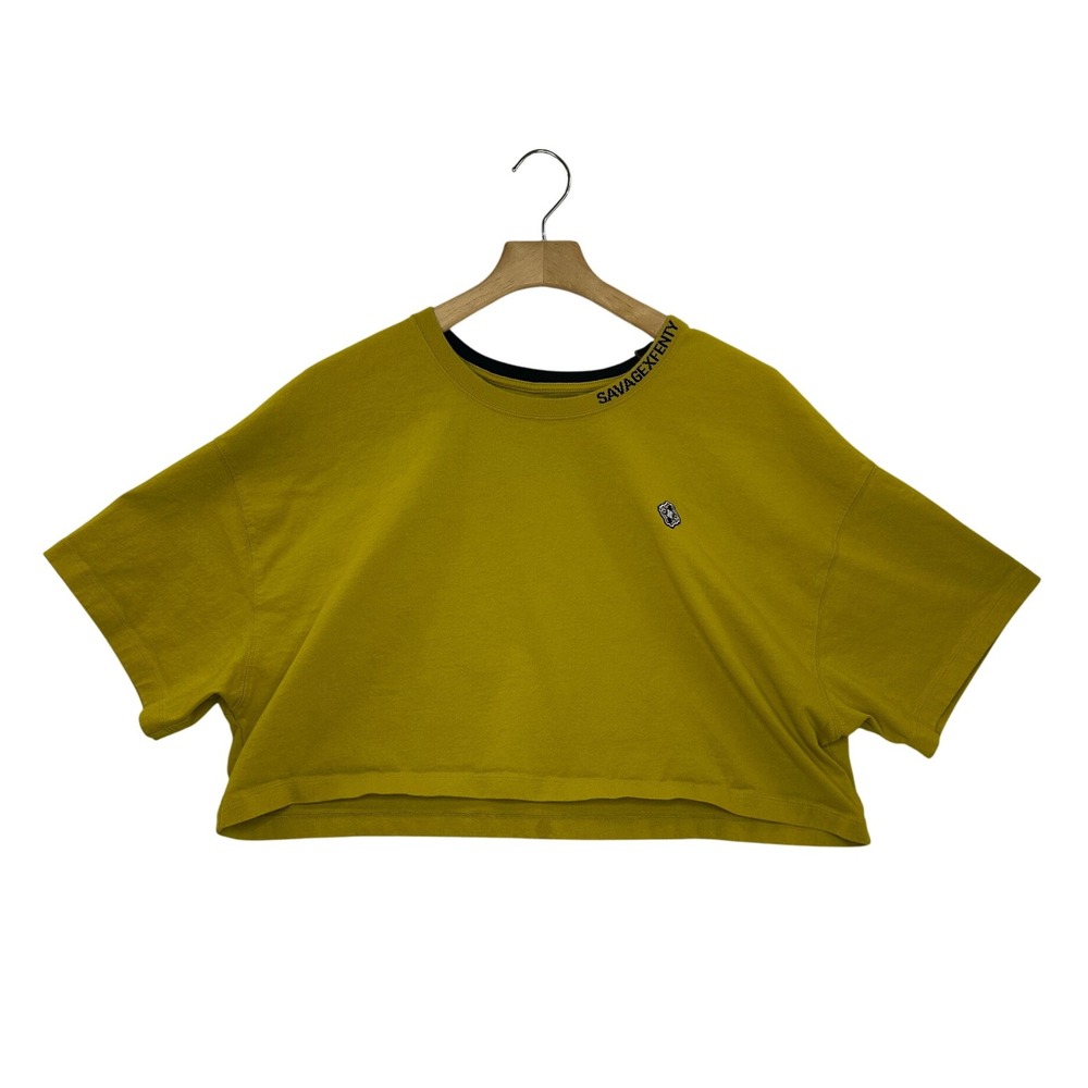 SAVAGE X FENTY Yellow‎ Cropped Graphic T Shirt Womens 3X Cotton Blend